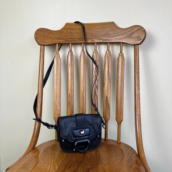 Radley London Small Crossbody Bag w Scottie Dog Logo Black Leather Retro - Picture 2 of 16